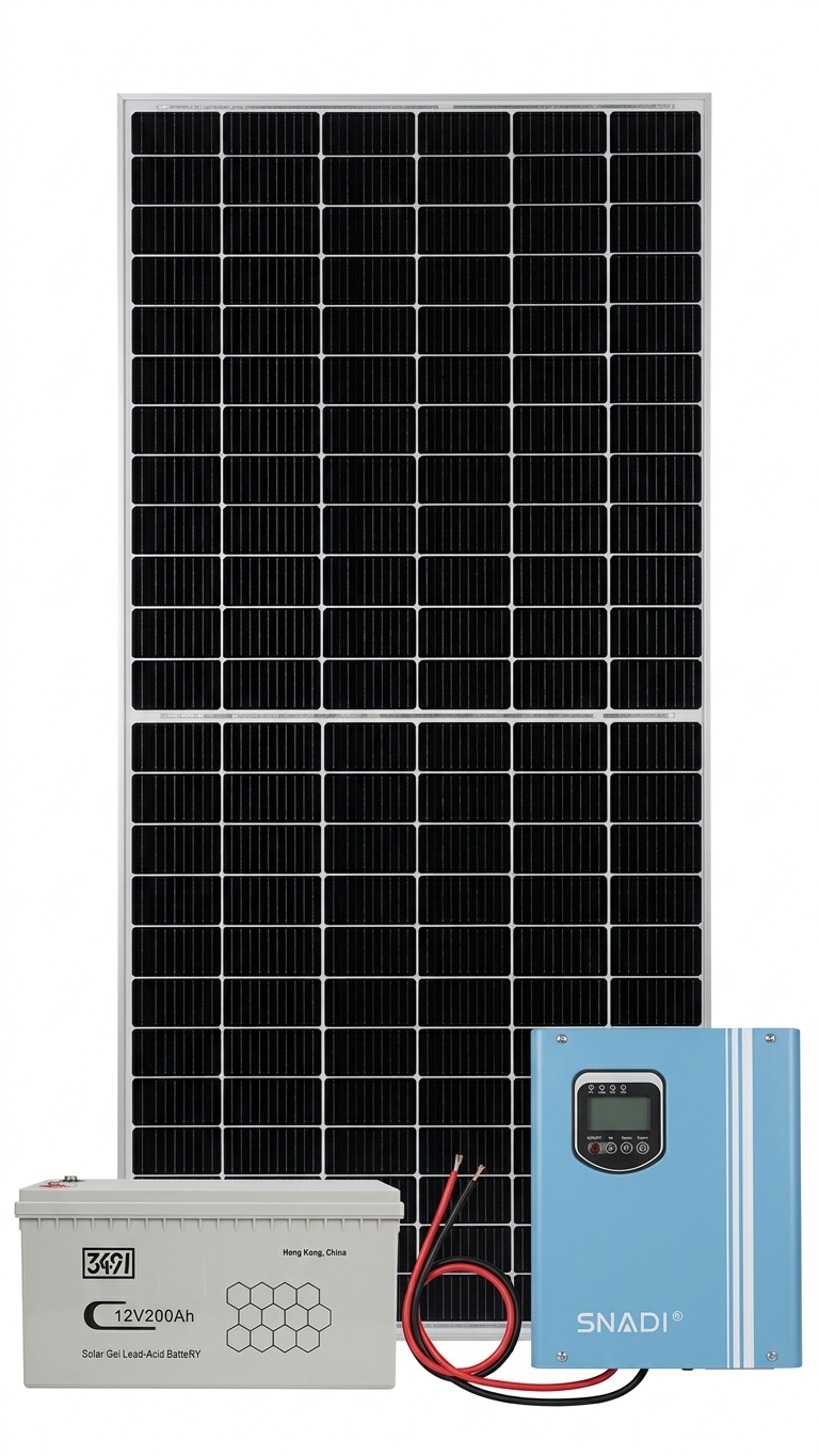 Complete 610W Solar Power System with 1.5KVA Hybrid Inverter & 200Ah Gel Battery