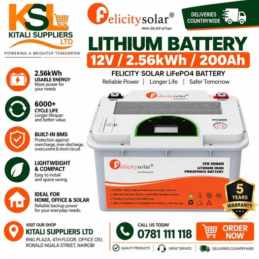 Felicity 200Ah 12.8V Lithium Battery – 2.56kWh Energy Storage Battery