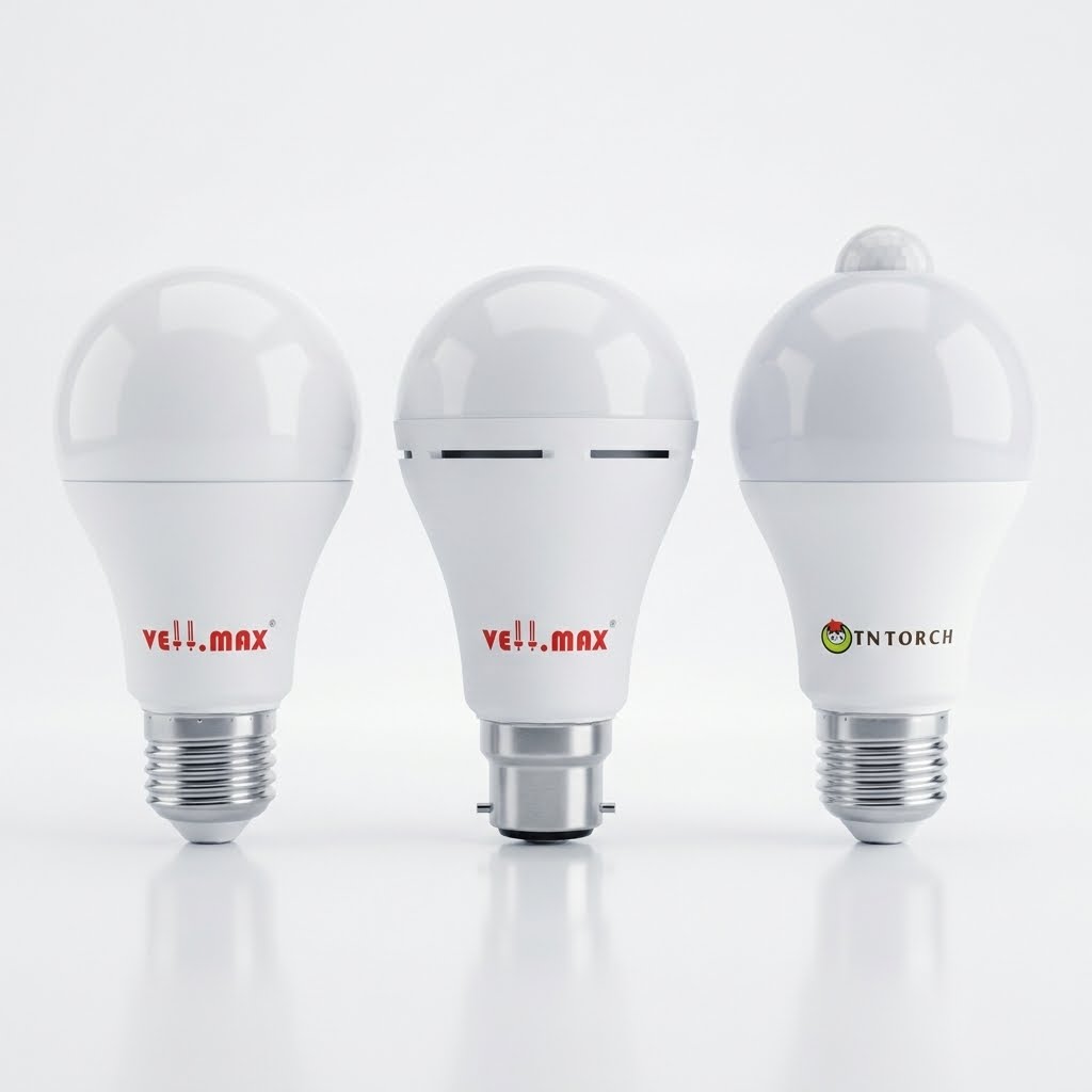 VELMAX & TNTORCH LED Smart Bulb Collection: Battery Backup, Rechargeable, and Motion Sensor