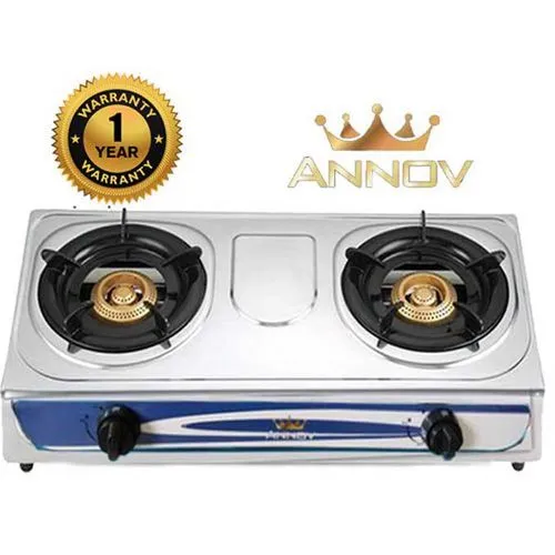 Annov 2 Burner Gas Cooker Stainless Steel