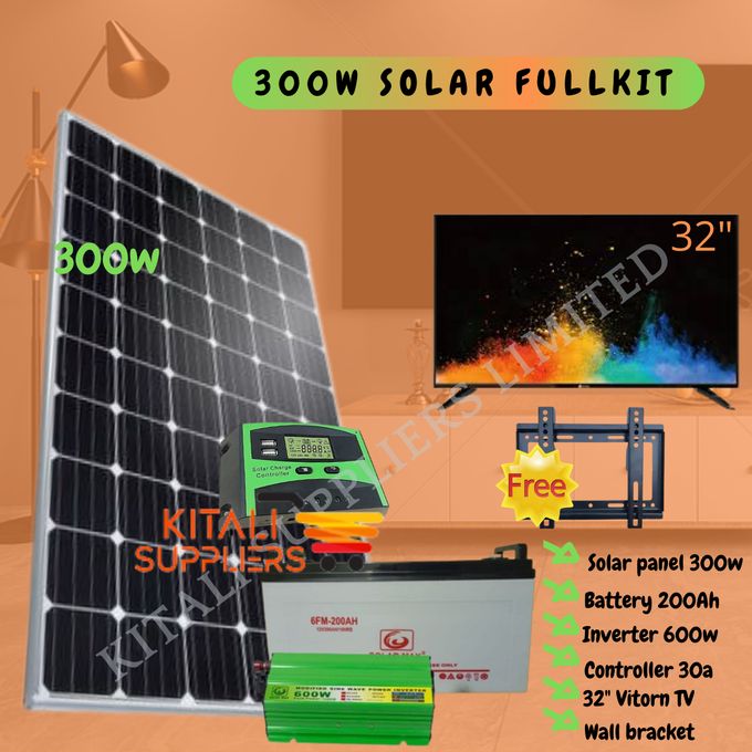 300W Solar Panel Fullkit Plus 32 Inch Tv