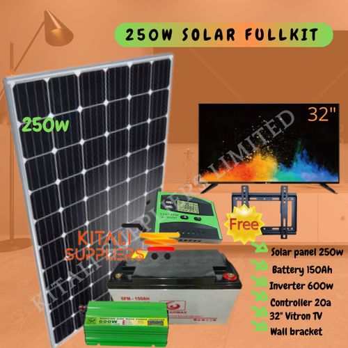 250W Solar Panel Fullkit Plus 32 Inch Tv