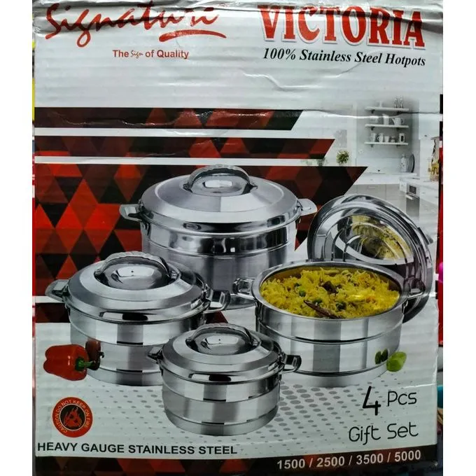 Signature Victoria Stainless Hot Pot 4Pcs Set 1500/2500/3500/5000ml