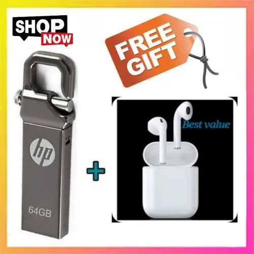 HP Flash Disk V250W 64GB-Silver+ Free Earbuds