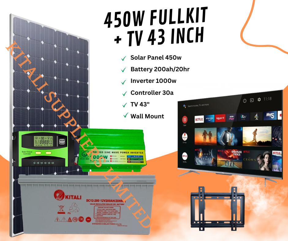 450w solar fullkit with 43" smart tv