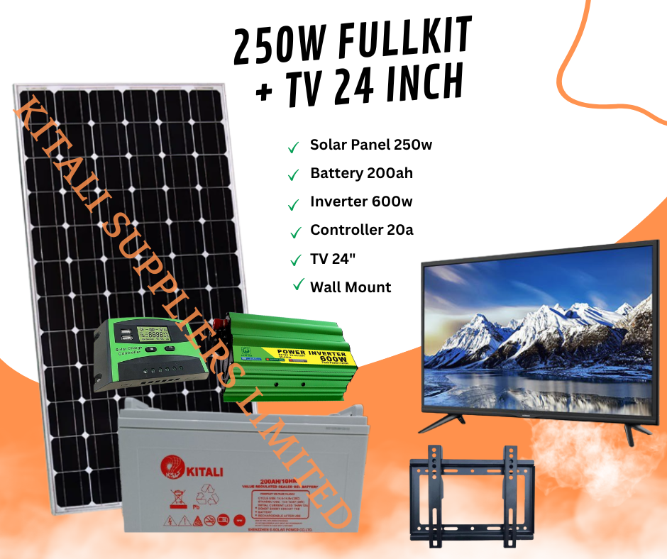 250w solar fullkit with 24" smart tv