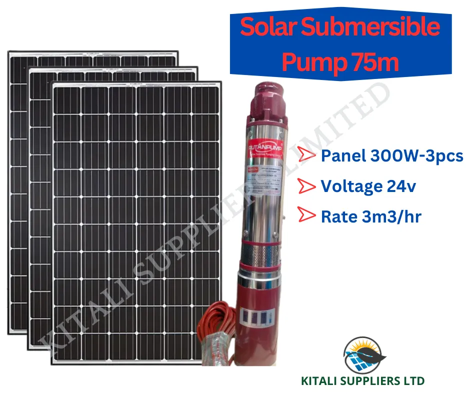 75M Solar submersible water pumping kit Black as picture