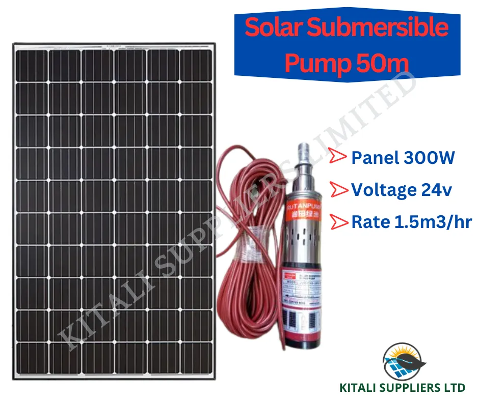 50M Solar submersible water pump Black as picture