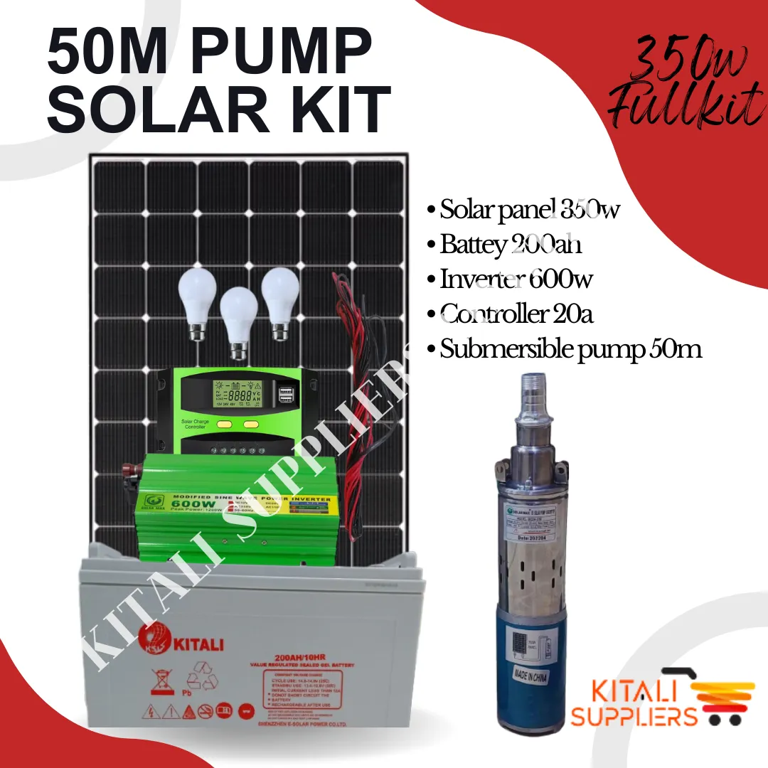 350watts solar fullkit with solar submersible pump 50m Black