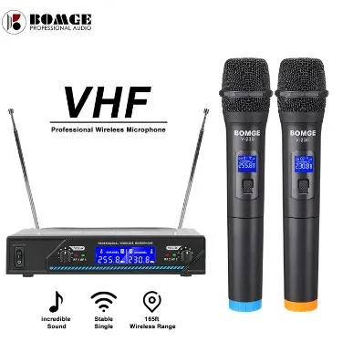 Microphone System with 2 Wireless Handheld Condenser Microphones + 1 Home Computer KTV Singing Receiverï¼Œ Professional dual wireless
