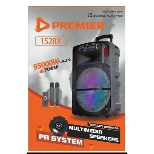 Premier 15 Inches Rechargeable Trolley Church Speaker -95000 Watts