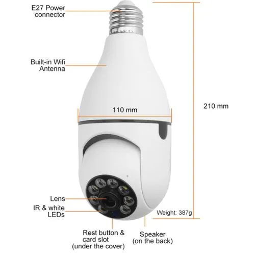 Panoramic Camera Panoramic Surveillance Camera Night Vision(HD) Bulb CCtv 