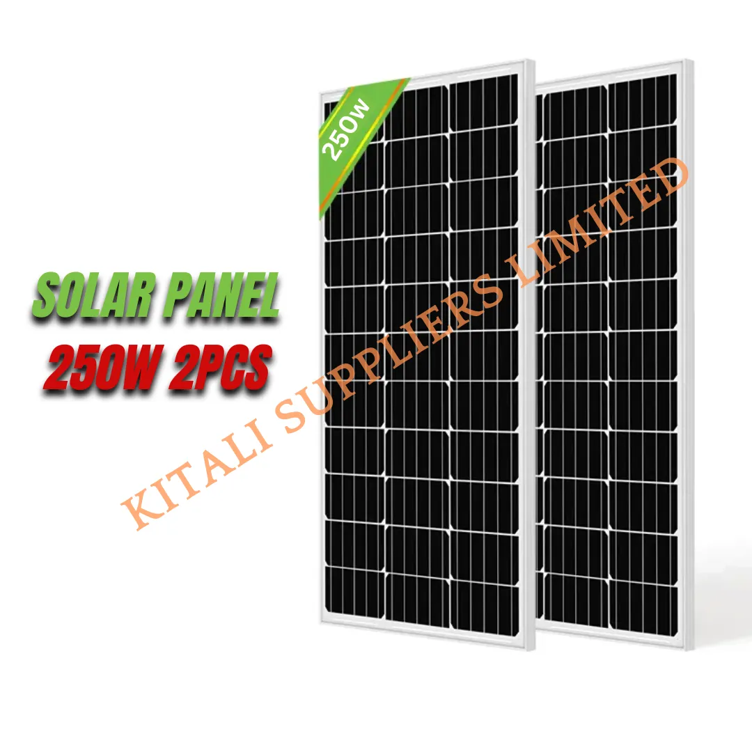 250w solar panel monocrystalline all weather 2pcs Black