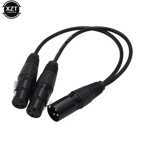 3-Pin XLR Male Plug To Dual 2 Female Jack Y Splitter Mic DJ