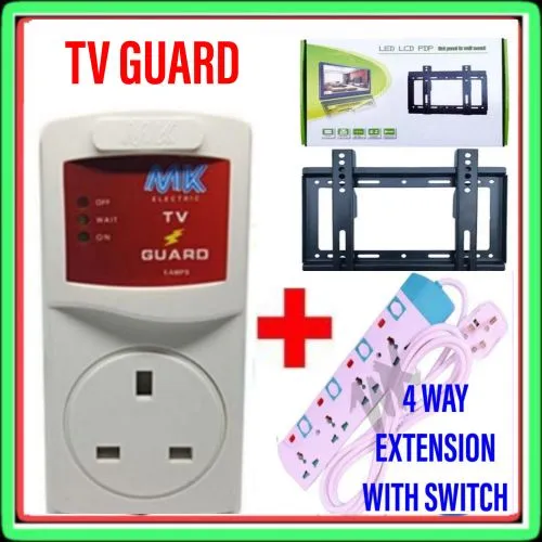 Power King 4way Extension + Tv Guard + 32 Inch Tv Wall Mount