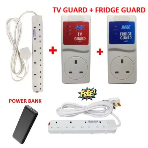 Power King 6 Way Power Extension + TV GUARD + FRIDGE GUARD