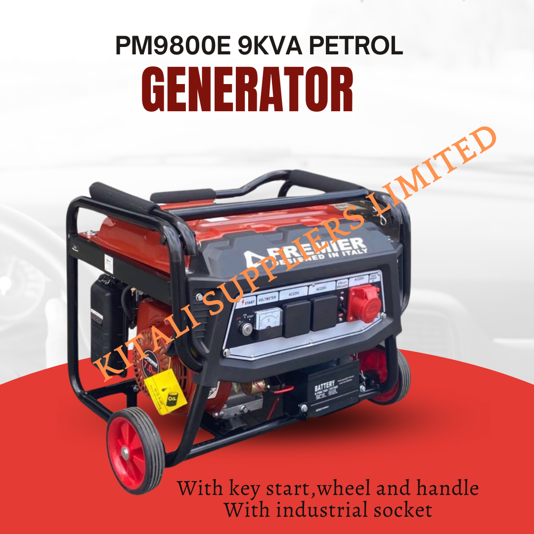 Premier 9KVA PETROL GENSET WITH KEY START,WHEEL AND HANDLE 