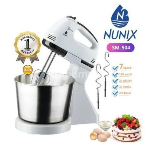 Nunix ELETRIC Stand Mixer 7 Speed Hand Mixer With Mixing Bowl