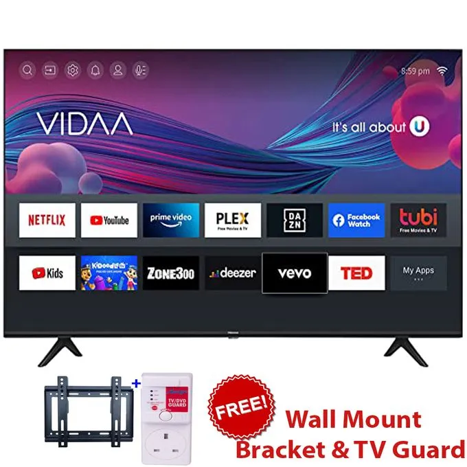 Hisense 50'' Inch FRAMELESS 4K ULTRA HD SMART TV, BLUETOOTH+TV GUARD+BRACKET