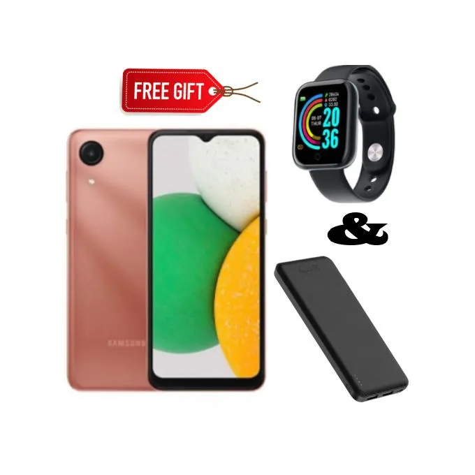 Samsung Galaxy A03 Core, 6.5" Dual SIM 32GB + 2GB, 5000mAh + Smart Watch & Power Bank