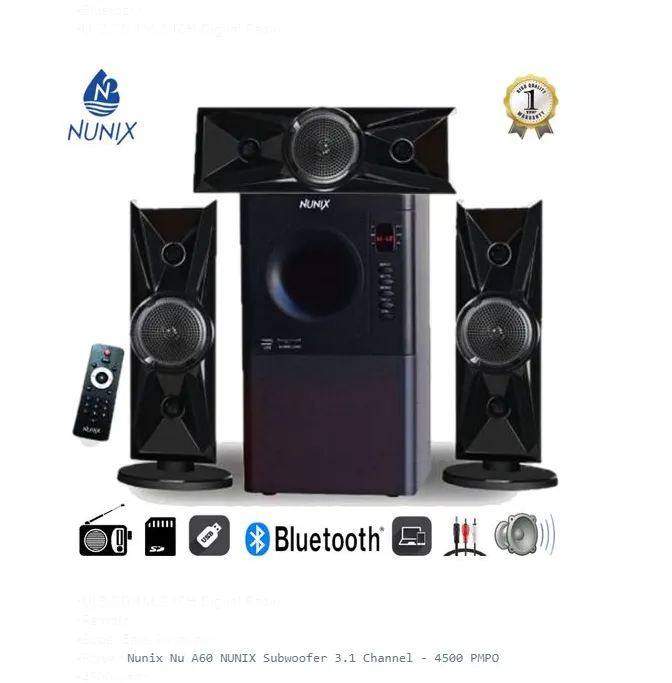 Nunix Nu A60 NUNIX Subwoofer 3.1 Channel - 4500 PMPO 