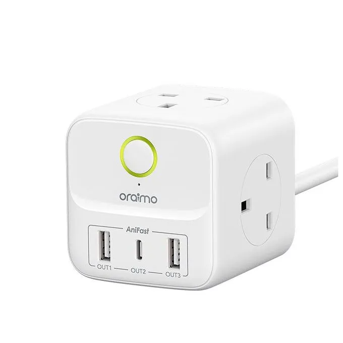 Oraimo PowerHub C 6-In-1 Smart Fast Charging Portable Power Expansion Cube-White