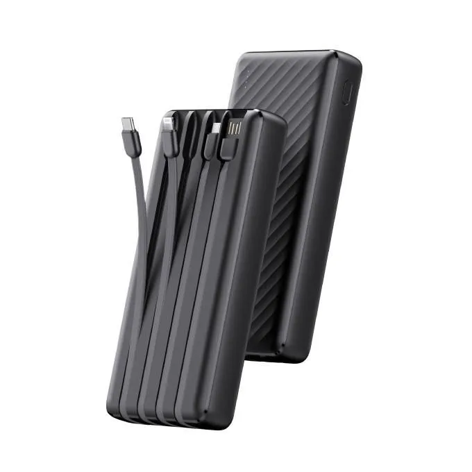 Oraimo Traveler Link 20 20000mAh 12W Power Bank with Built-in Cables_ Black