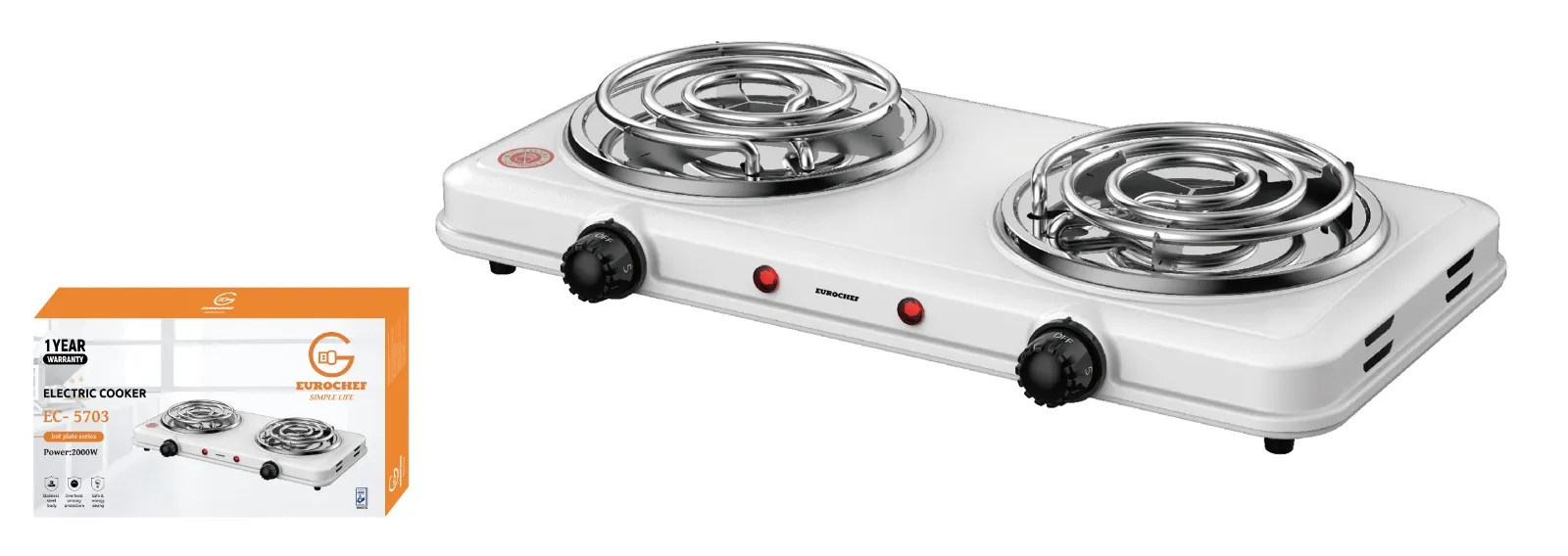 Electric Tabletop Double Hotplate Coil Cooker