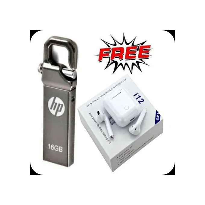 HP 16GB Flash Disk//16 GB FlashDisk For Dell, Toshiba Laptops + Free I12 Earbuds