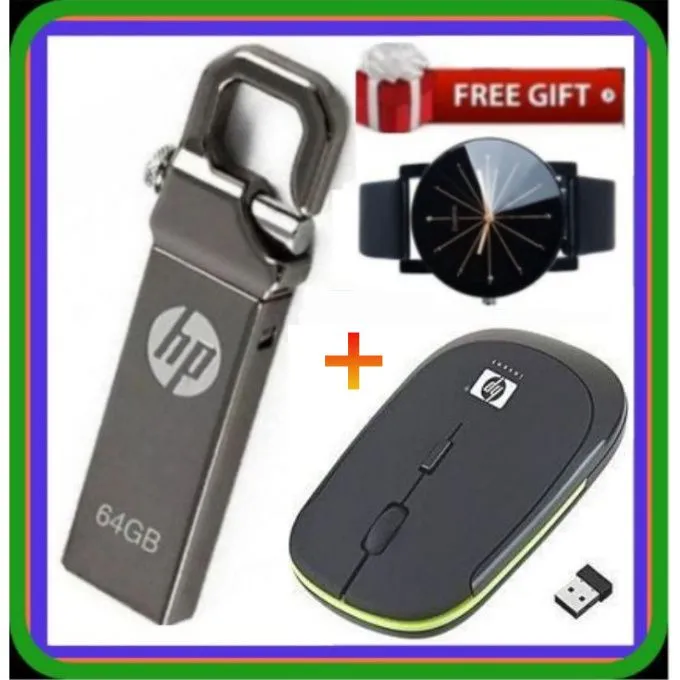 HP 64GB USB Flash Disk + Free Wireless Mouse , Watch
