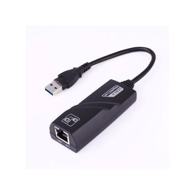 Black USB 3.0 To RJ45 Network Ethernet LAN Adapter