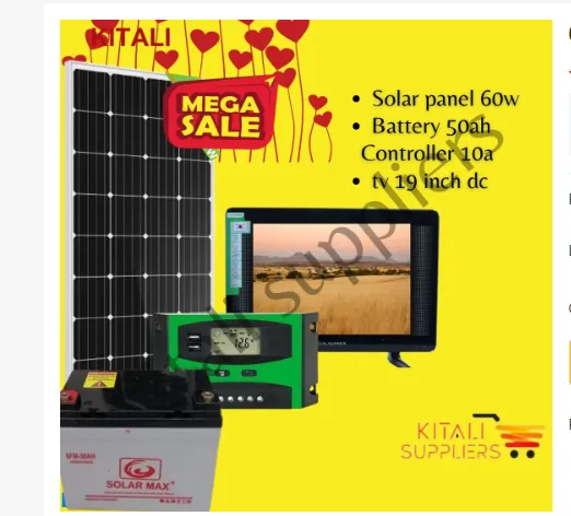 60w solar fullkit, 60w solar panel, 50ah battery,10a controller 19" tv