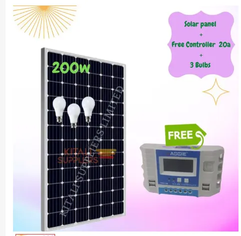 Solarmax 200w Solar Panel Midkit With 20a Controller, 3pc bulbs