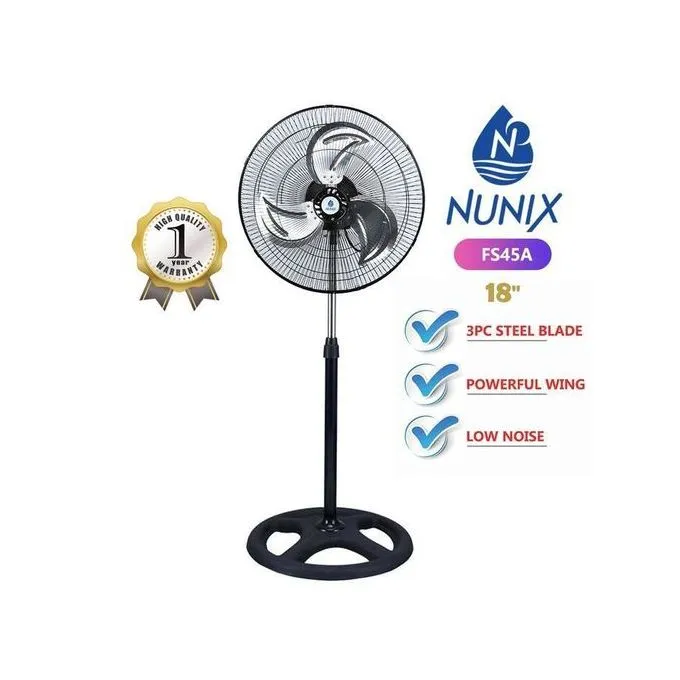 Nunix Top Quality Free Standing Fan With Steel Blade 18"