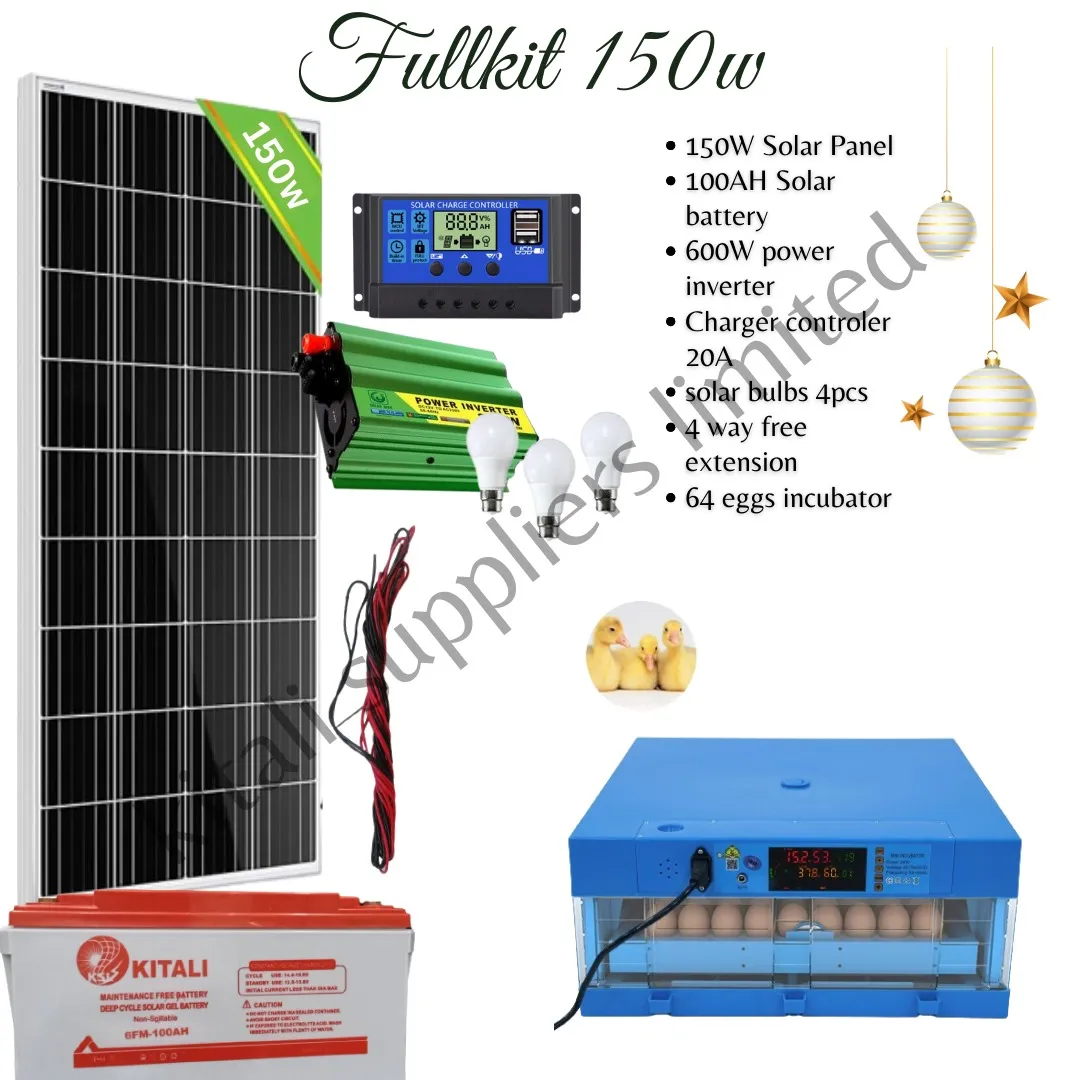 150w solar fullkit with 64eggs incubator 