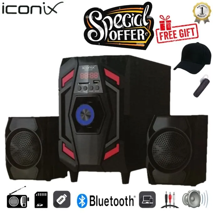 Iconix Ic-2104 2.1CH Sub Woofer System BT/SD/USB/FM+ Free Cap And Bt Earpiece