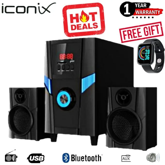 Iconix 2.1CH Subwoofer System BUETOOTH/FM+FREE SMARTWATCH