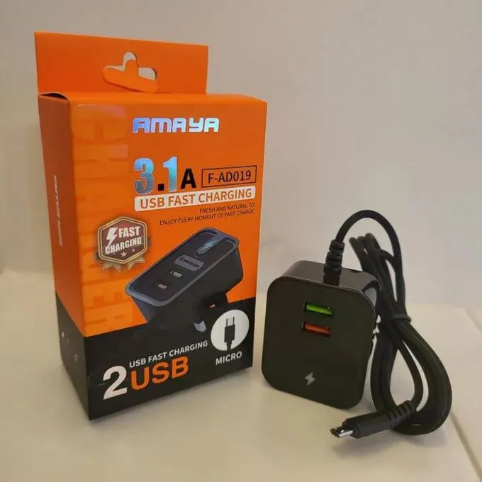 Amaya 3.1A Excellent Fast Charging Amya 2-USB Micro Charger