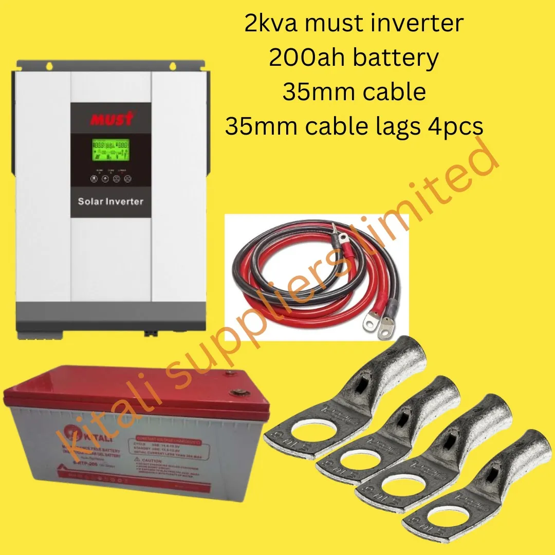 2kva must inverter,200ah battery,35mmcable, 35mmcable lags 4pcs