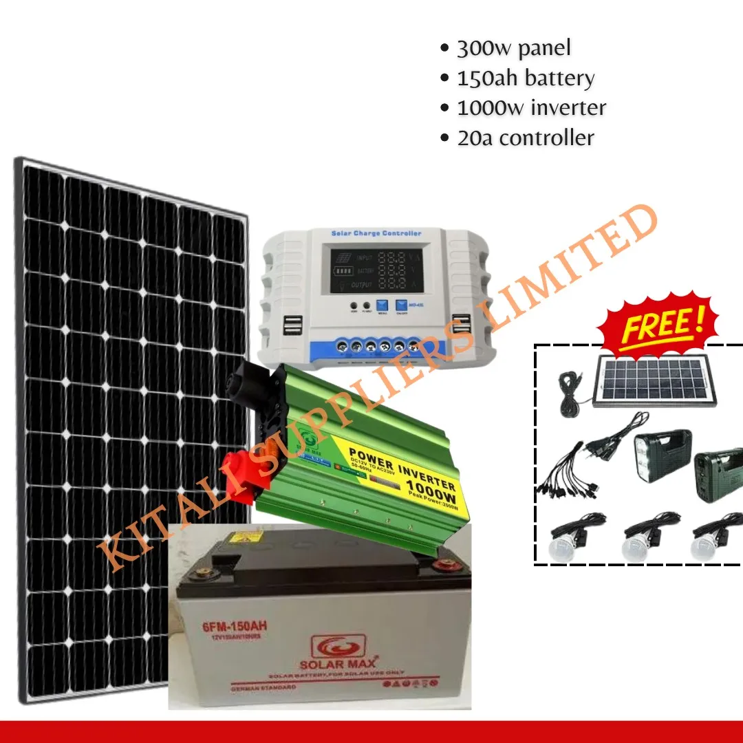 300W PANEL FULLKIT+150 ah  BATTERY+ 1000w INVERTER+ 20a CONTROLLER