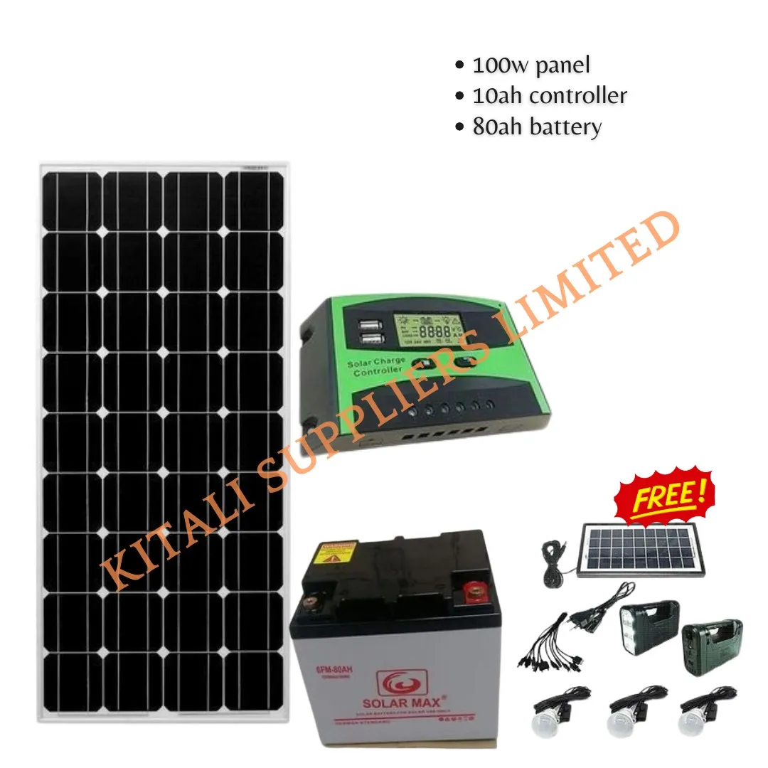 100w panel+10ah controller+ 80ah battery fullkit
