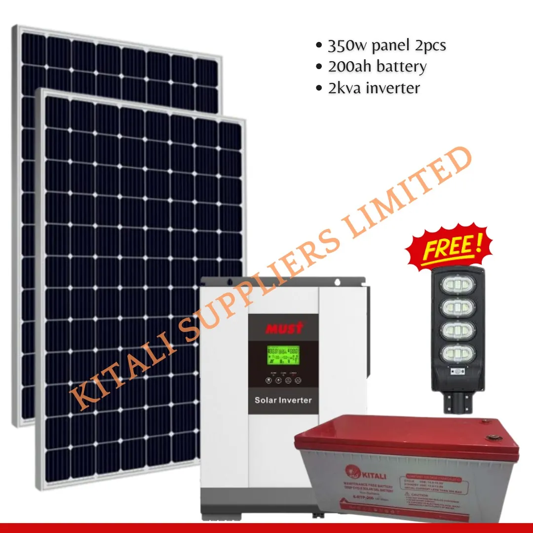 350w solar panel 2pcs+ 200ah battery+ 2kva inverter