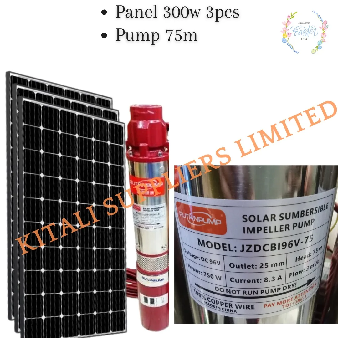 Solar panel 300w 3pcs + Pump 75m