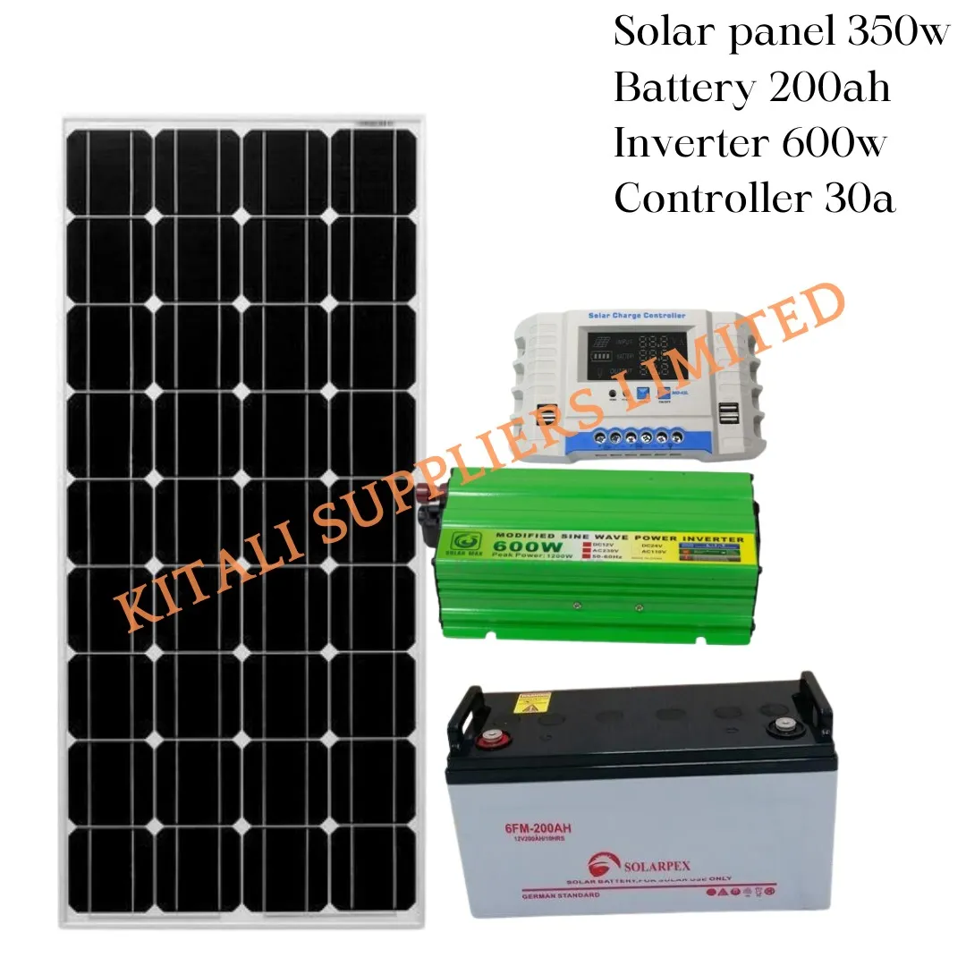 Solar panel 350w + battery 200ah + inverter 600w + controller 30a