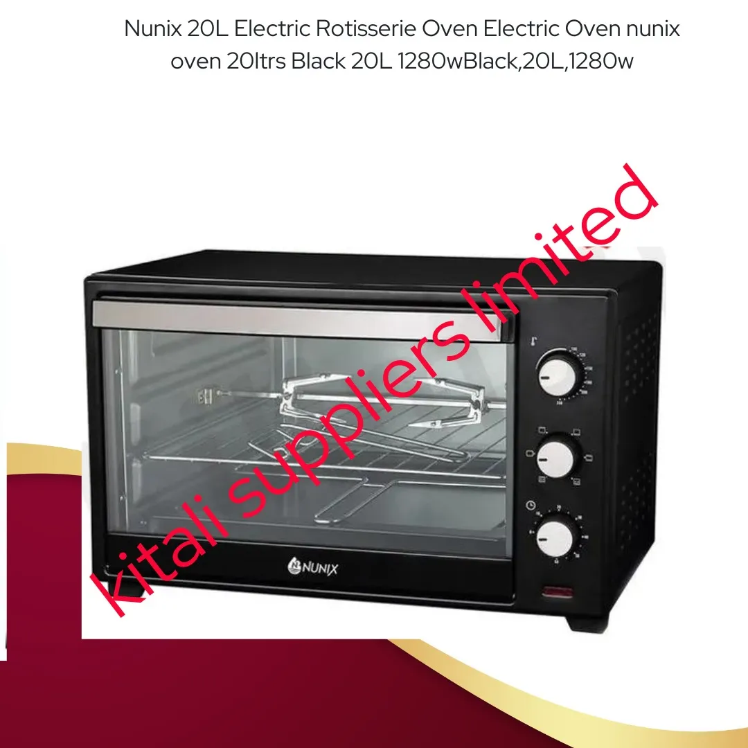 Nunix 20L Electric Rotisserie Oven, 1280W Black