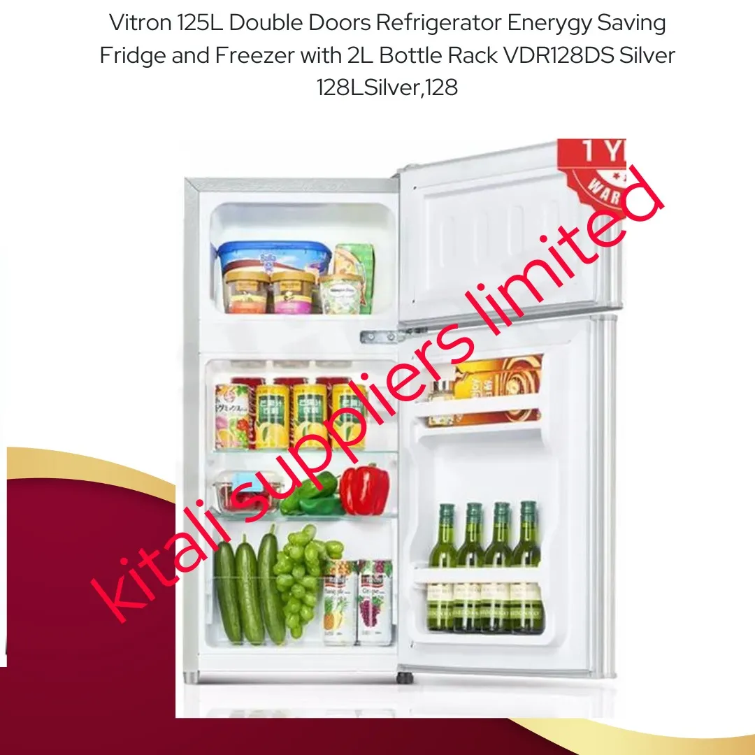 Vitron 125L Double Doors Refrigerator Enerygy Saving Fridge and Freezer with 2L Bottle Rack VDR128DS