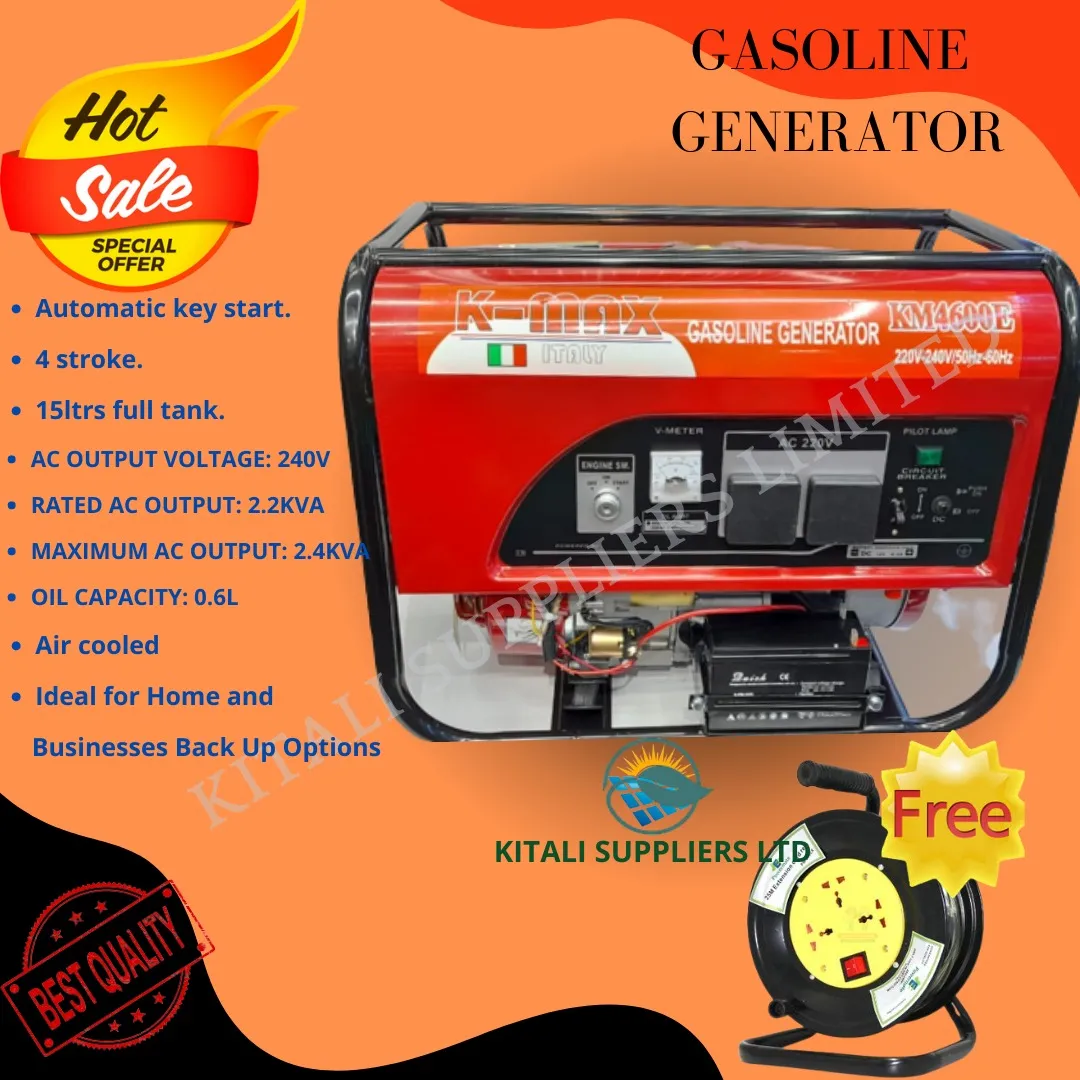    K-Max KM4600 Gasoline Power Generator With Free Extension REEL 2.4KVA