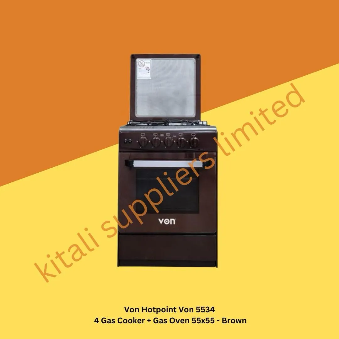 VON Von 5534 4 Gas Cooker + Gas Oven 55x55 - Brown