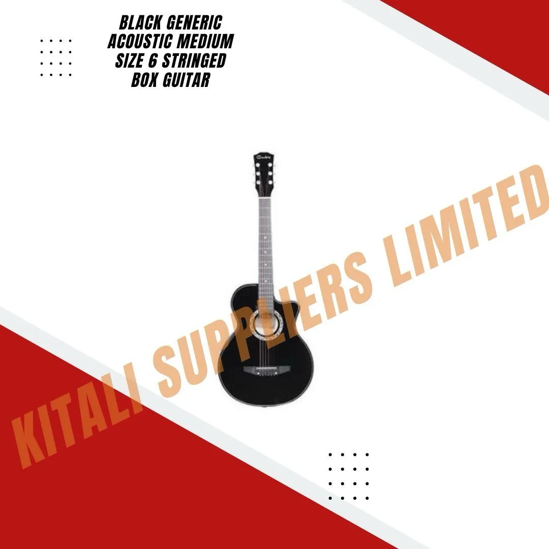Black Generic Acoustic Medium Size 6 Stringed Box Guitar