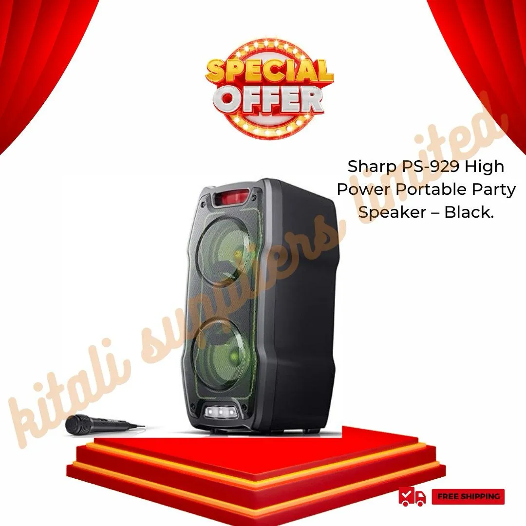 Sharp PS-929 High Power Portable Party Speaker â€“ Black